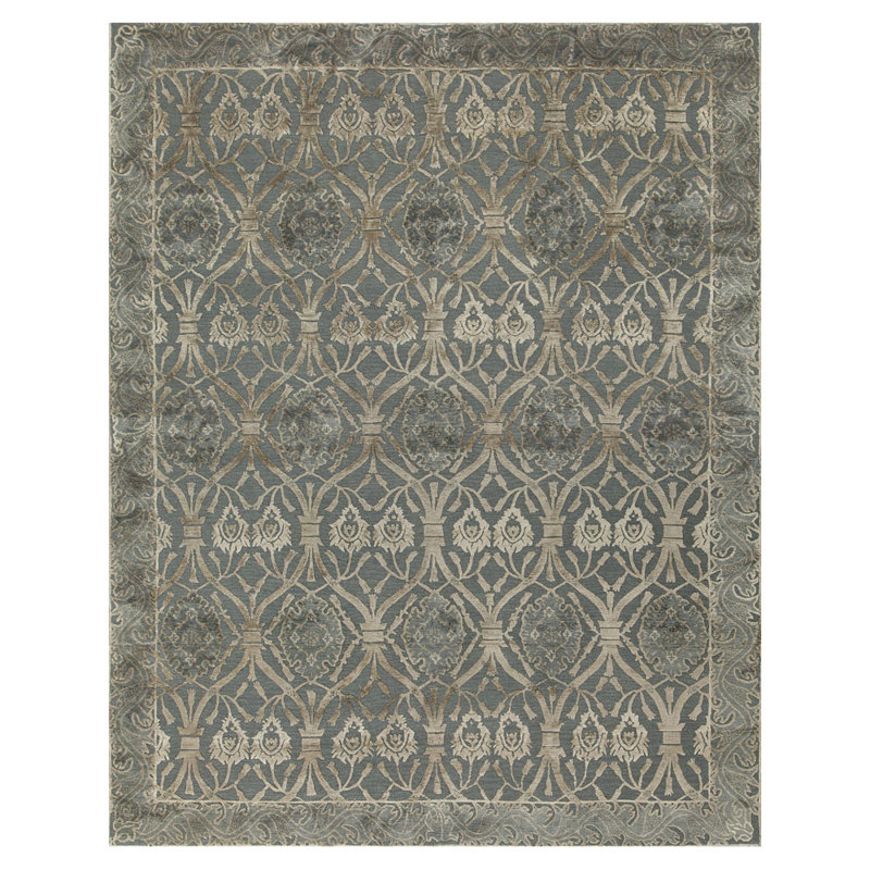 Hand Woven Silk and Wool Oriental Area Rug, Rectangle 3' x 5'