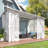 White Hard Top Lean To Gazebo Pergola With Curtains And Mosquito Netting-123829706