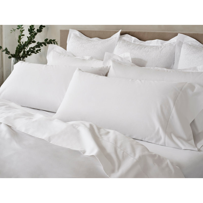 Ensemble de draps Heirloom, Ensemble de draps pour grand lit avec 2 taies d'or, Blanc alpin