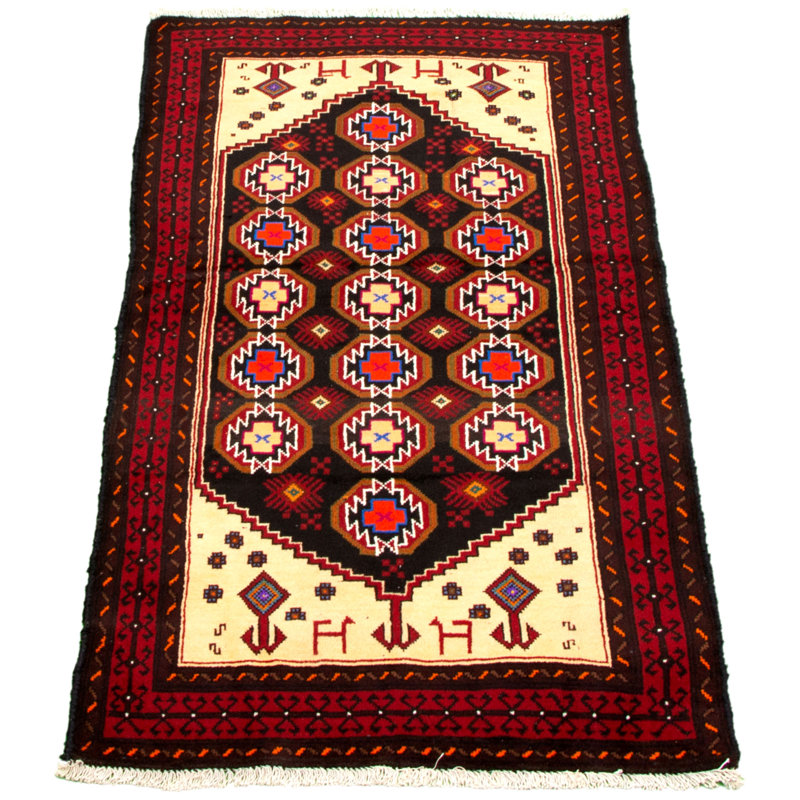 Tapis décoratif en laine noué à la main de conception unique 3 pi 3 po x 6 pi boyt New Age