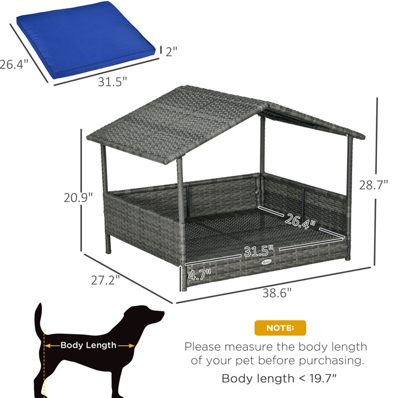Niche pour chien avec auvent pour chien de petite et moyenne taille, bleu