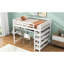 Lit mezzanine double blanc avec bureau et tablettes pour plus de rangement - espace-1837659276-1837659277