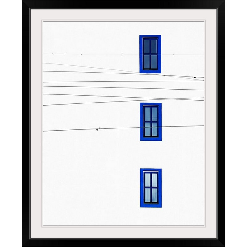 «trois fenêtres par anna niemiec, impression, Cadre noir, H 23 po x l 20 po x P 1 po