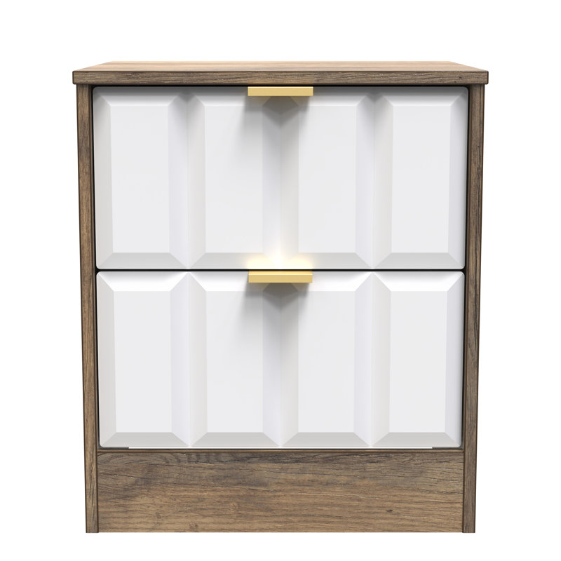 Doss 45cm W Manufactured Wood Bedside Table, White Matt/Vintage Oak