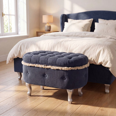 29.5'' Storage Benches, End Of Bed Bench With Button-Tufted, Fabric Upholstered Storage Ottoman