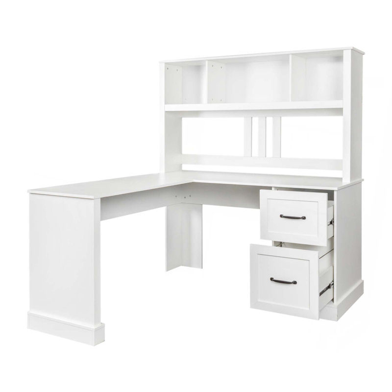 Bureau d'ordinateur à domicile avec huche, Blanc