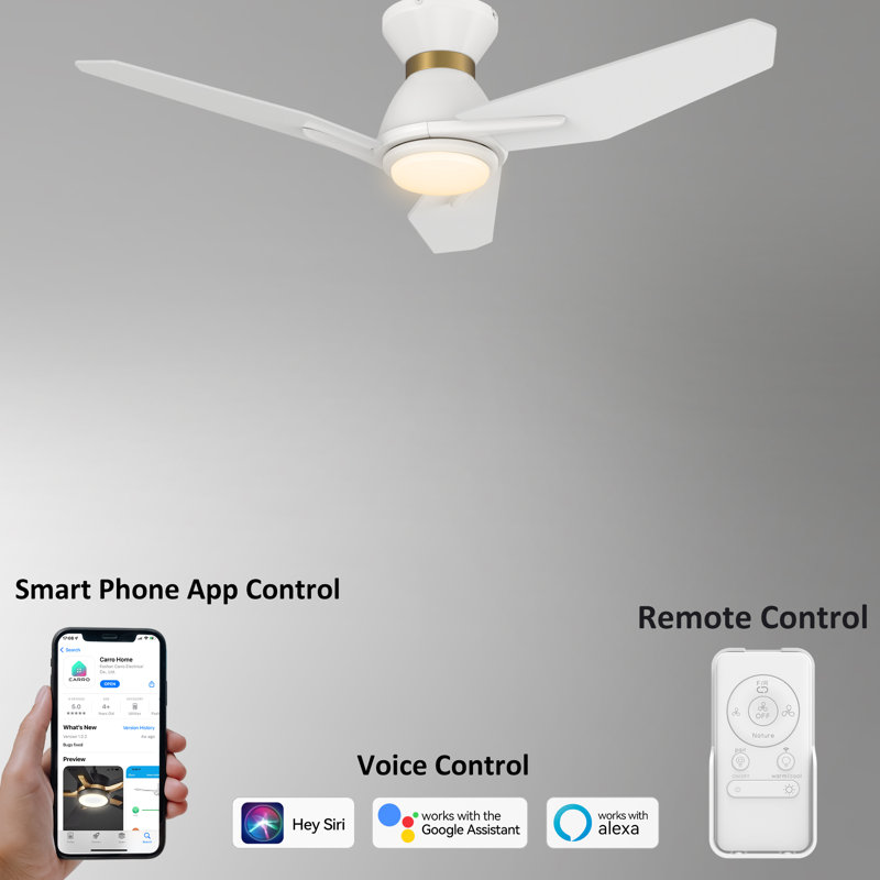 48'' Smart DC Motor Ceiling Fan with LED Lights and Remote Control, White