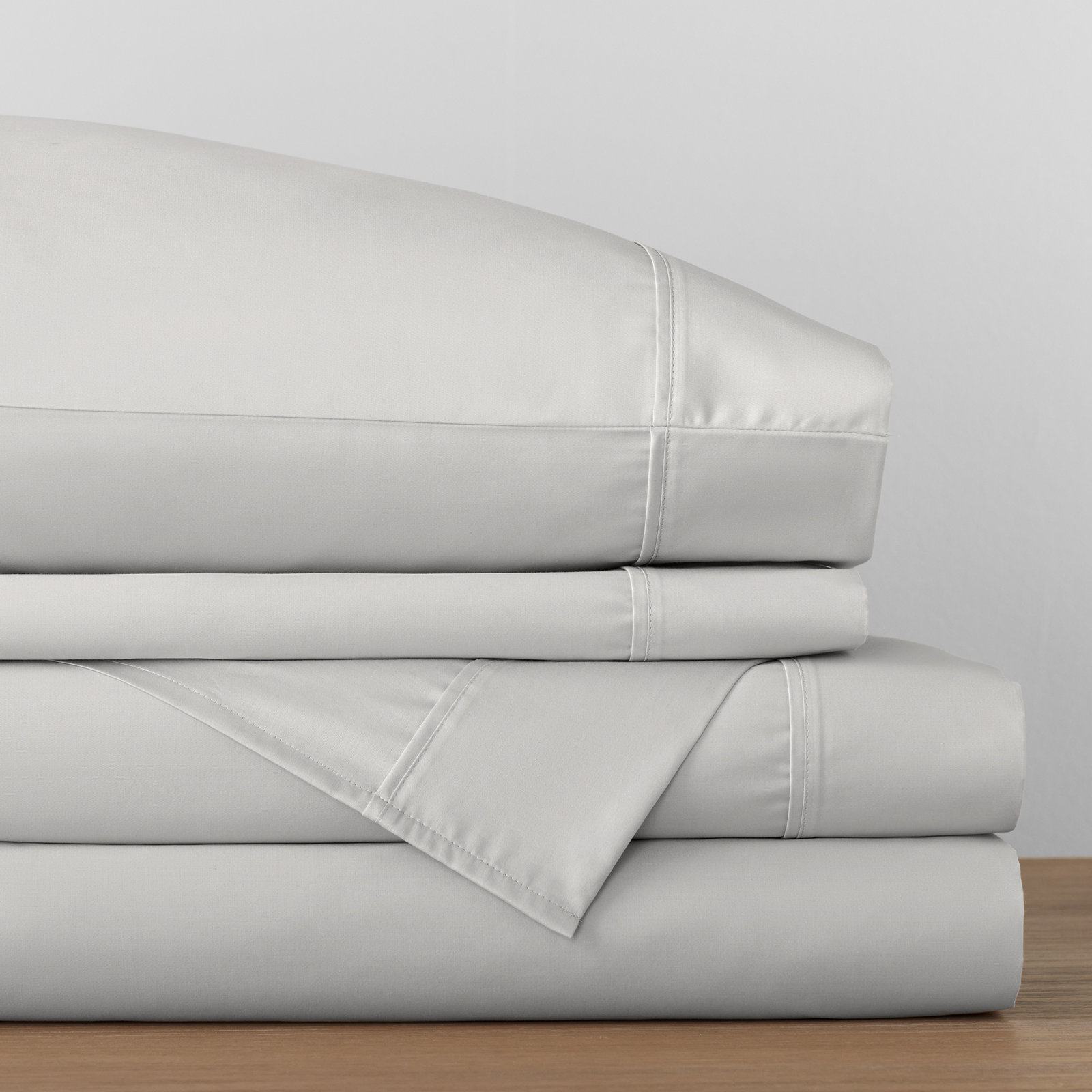 Danfield Cotton Sateen Sheet Set, Soft Gray, King Sheet Set + 1 Fitted Sheet + 2 Pillowcases