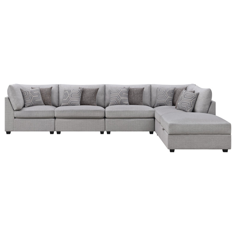 Blydenburgh 6-piece Upholstered Modular Sectional Sofa Grey, 38" H x 156" W x 117" D