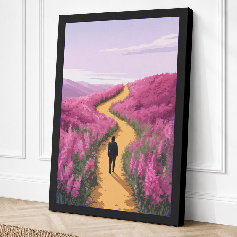 Journey Through Flowers Modern 1 Piece Wrapped Canvas Wall Art, 18x12 - 45.7 x 30.5 cm, Black Border
