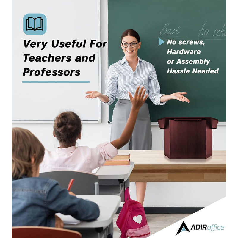 Mahogany Foldable Tabletop Presentation Lectern with Storage
