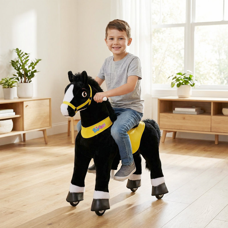 Model E Ride On Horse, H 29,9 po x l 13 po x P 29,9 po, Noir