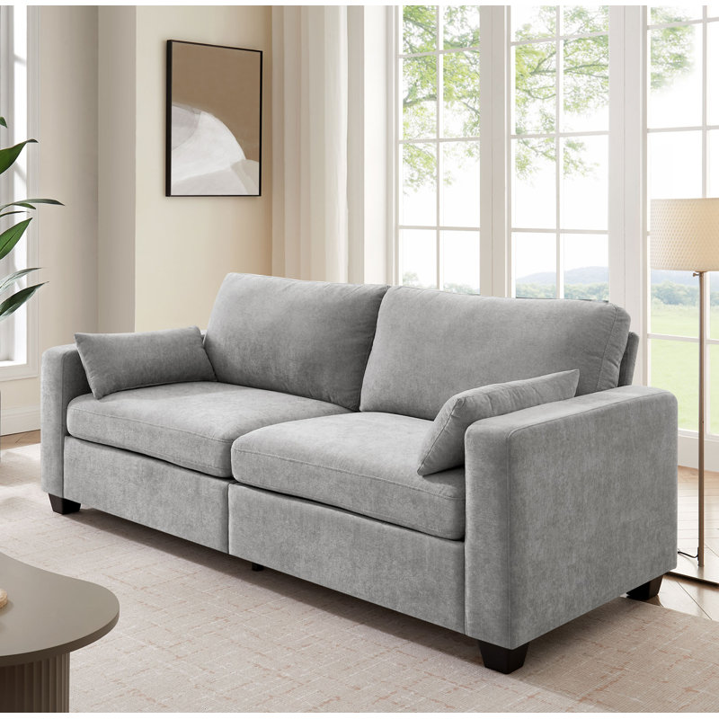 79" Chenille Sofa Couches For Living Room, 3Seater Sofa With 2 Pillows, Comfy Modern Oversized Loveseat With Medium Firm Cushions For Small Spaces, Apartment