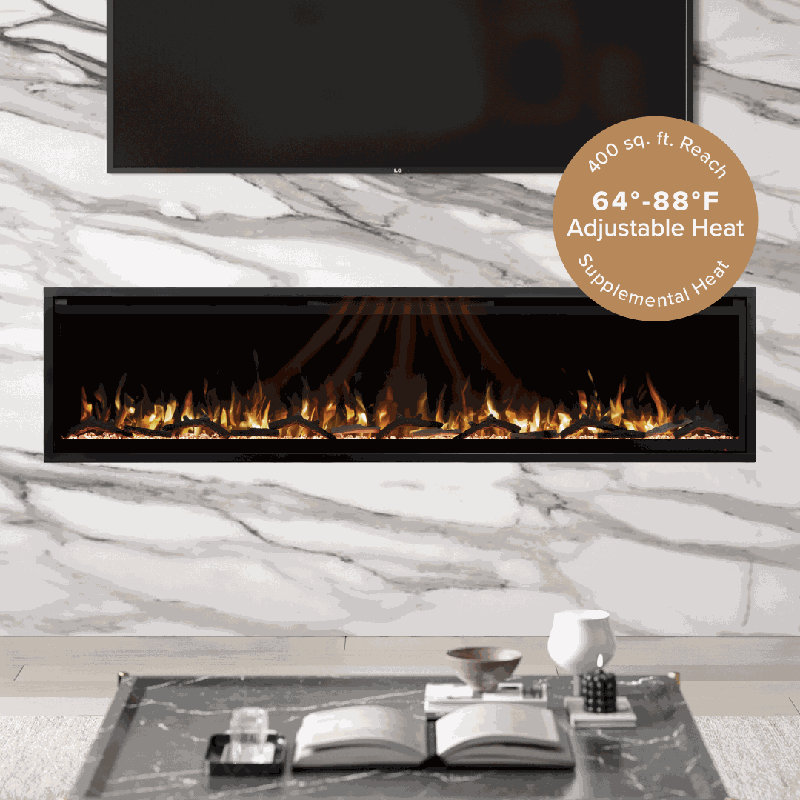 72 W Electric Smart Fireplace with Heat, 72" W