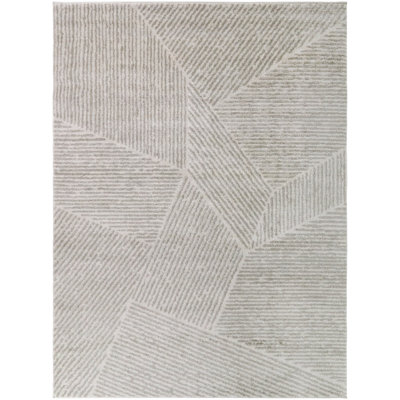 Diogenio Beige Geometric Lines Area Rug