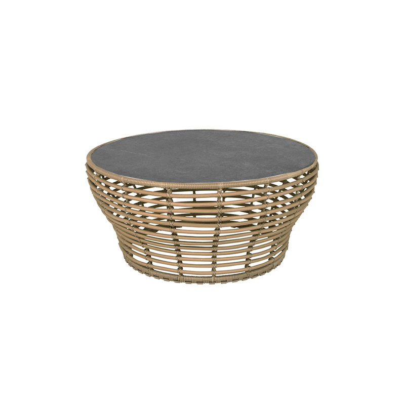 Basket Outdoor Round Coffee Table, 38" W x 38" Lx 17.7" H, Graphite/Fossil Black