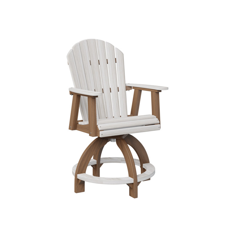 Comfo Back Outdoor Bar Stool, Seashell, Antique Mahogany