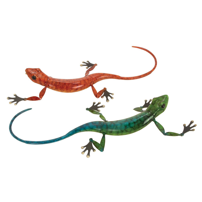 Metal Lizard Decorative Multi Colored Sculpture