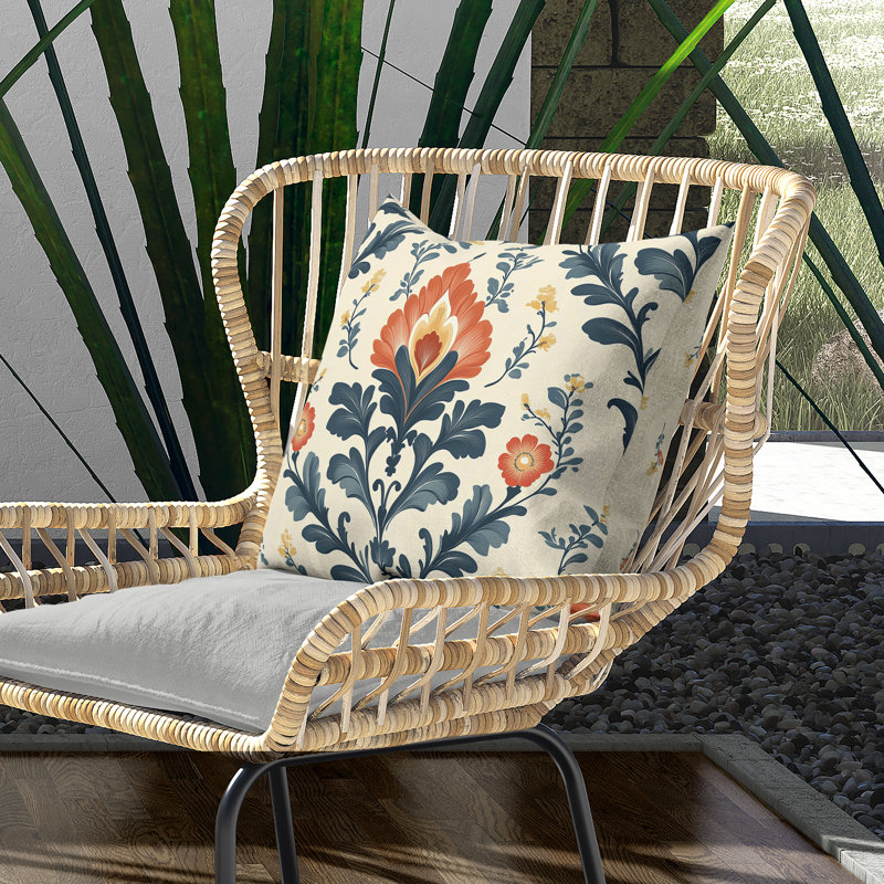 Gulrang Intérieur/Extérieur 26x26, Carré 26 po, Crème/bleu
