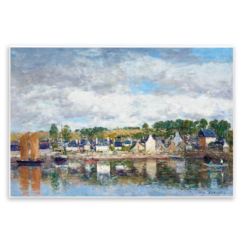 Village, plaque murale, par Eugène Boudin, H 10 po x l 15 po