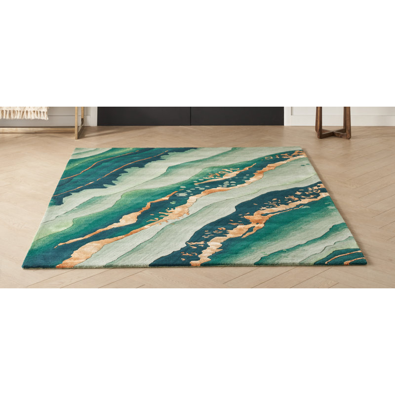 Viscose Abstract Indoor Rug, Rectangle 3'9" x 5'9"