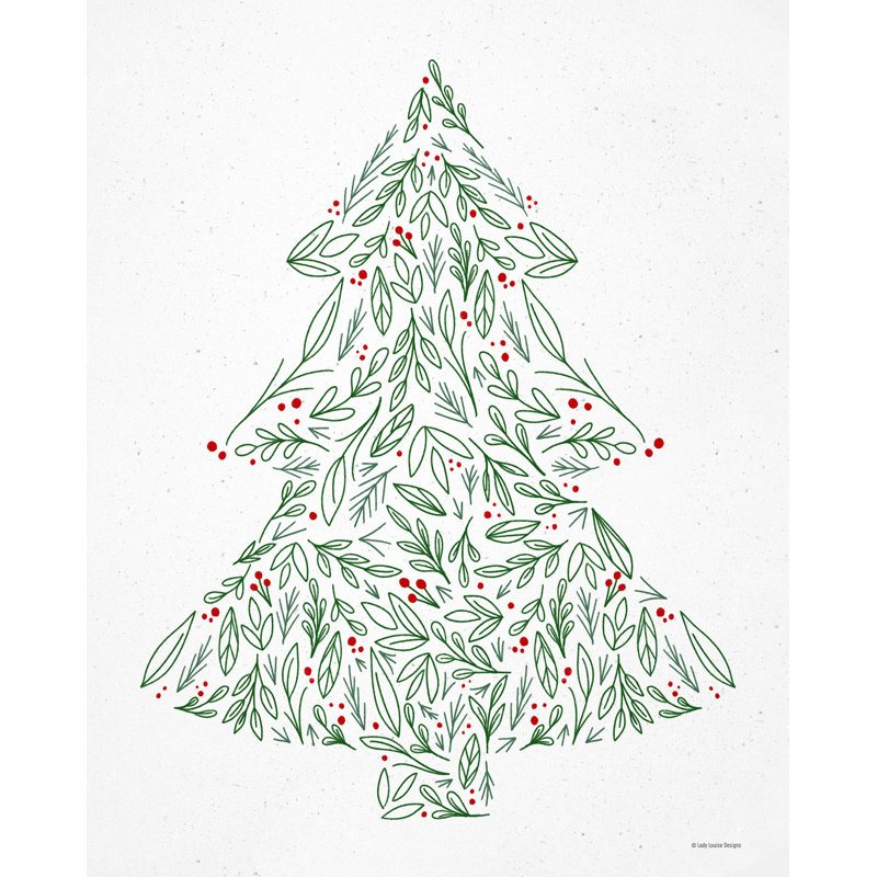 Floral Christmas Tree - Reproduction sur toile tendue, H 16 po x l 12 po