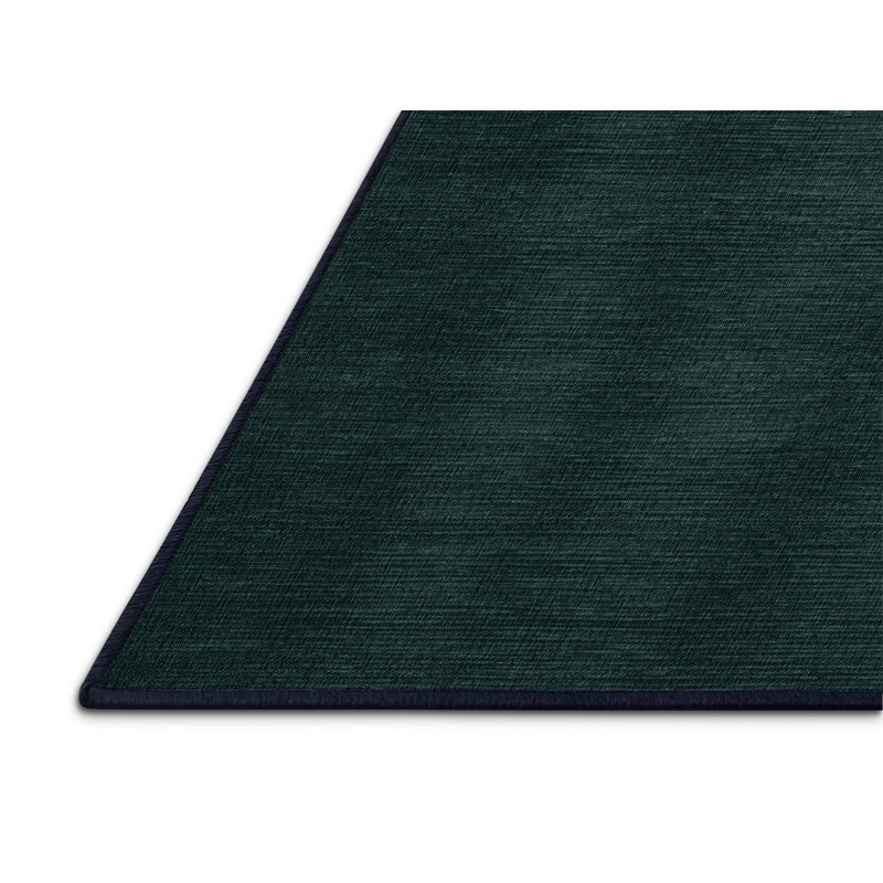 Machine Washable Solid Blue Area Rug, Square 3'