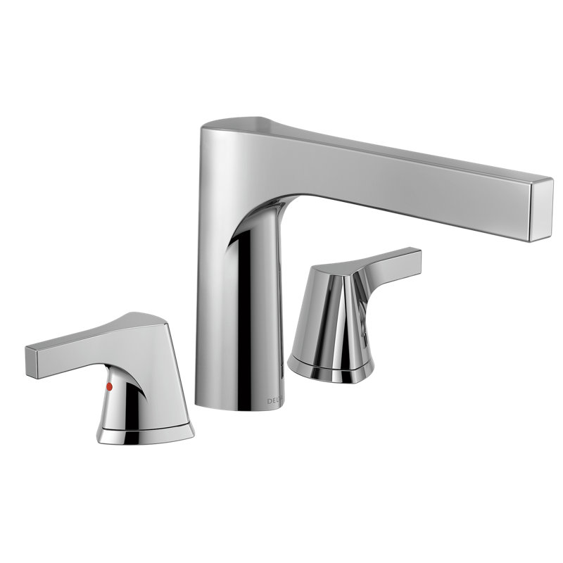 Garniture de robinet de baignoire romaine à fixation sur plateau à poignées doubles Zura, Chrome