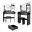 17" Round Led Vanity Table With Cushioned Stool, Big Mirror, 3 - Colour Adjustable Brightness , Touch Switch, 2 Ac + Power Sockets, Multi Layer Storage, American Design, Material, 31.5 In Depth, 14.2