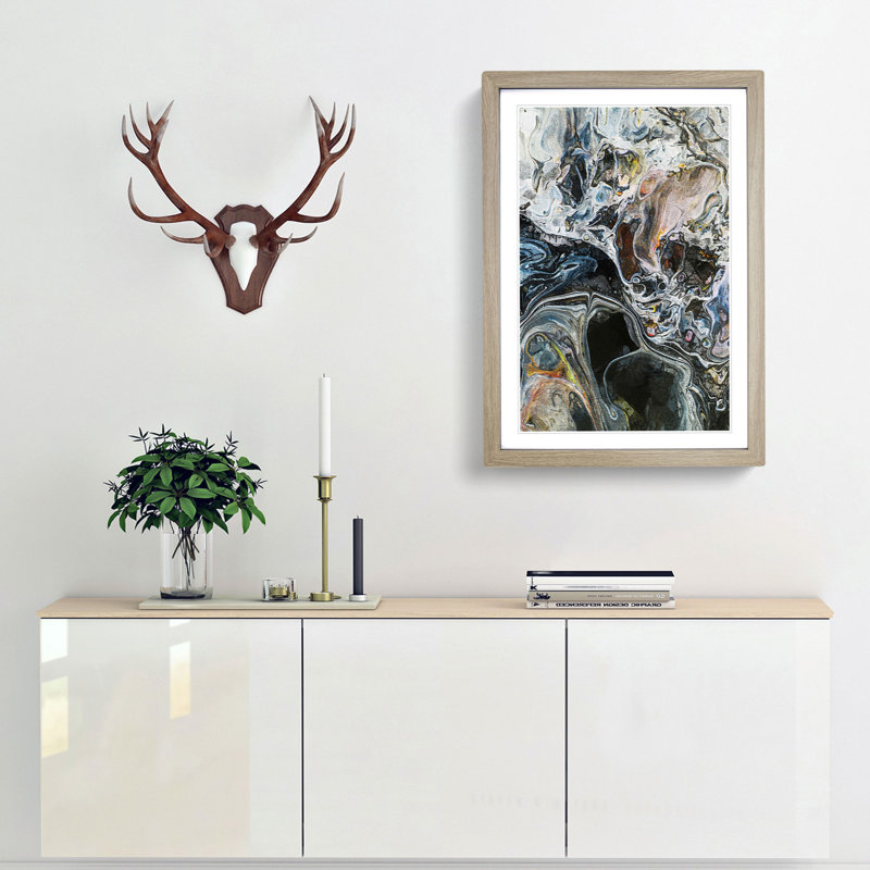 Shadows in Abstract - Picture Frame Graphic Art Print, 91cm H x 60cm W x 2cm D, Oak