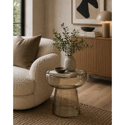 Table d'appoint en verre fumé Delton Champagne