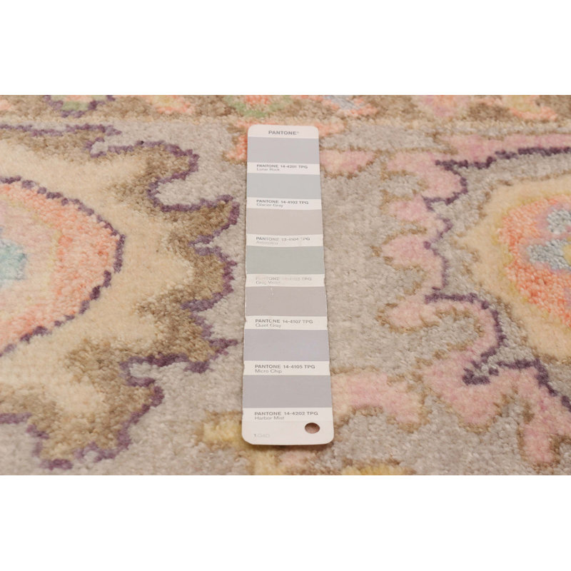 Tapis moderne gris clair Oushak 2 pi 3 po x 11 pi 8 po