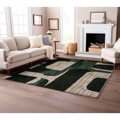 Stylish Area Rug 4.6 x 7.2 Feet, 60% Cotton & 40% Polyester, 1100 g/m² | Non-Slip Cotton Underside, Machine Woven, Digital Print | Thin 0.3 in Total Thickness, Washable at 30°C | Perfect for Living Room & Bedroom Decor