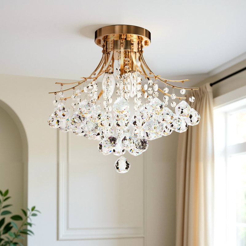 Lesbury 3 - Light Dimmable Tiered Chandelier, Gold