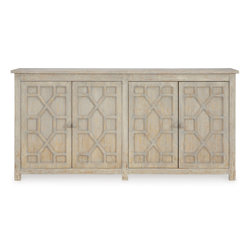 Distressed Blue Gray Mango Wood Accent Cabinet with Shelves