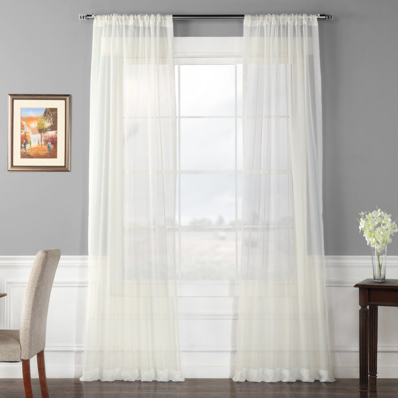 Solid Sheer Curtain Pair (2 Panels), 50" W x 108" L, Off White