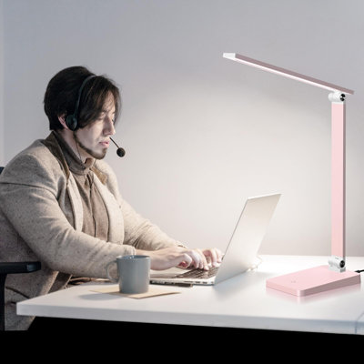 Touch Dimmable LED Office Desk Lamp 5000K Eye-Caring Flicker-Free With USB Charging Small Table Lamp