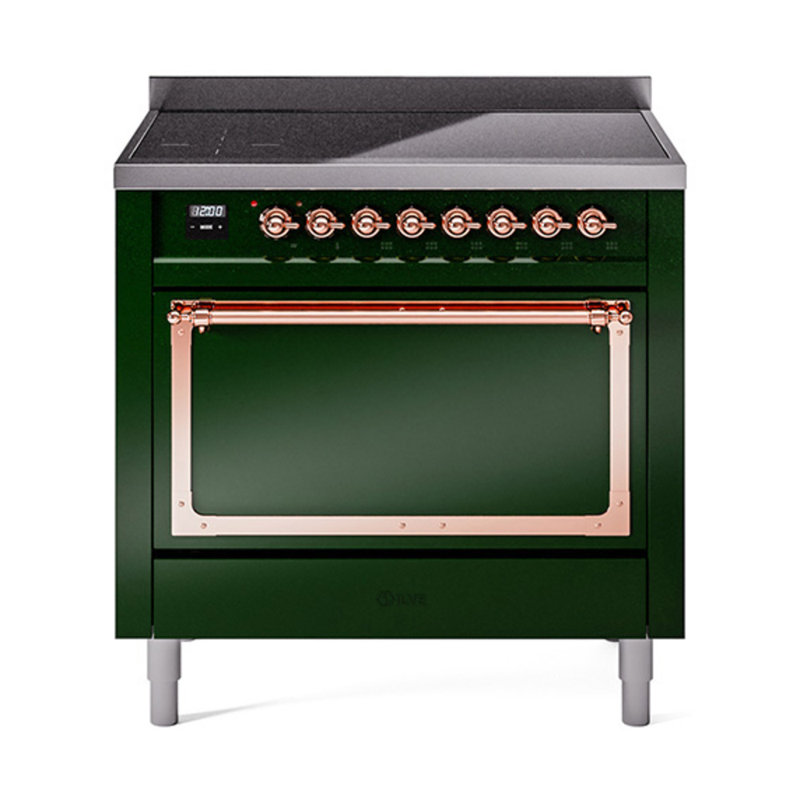 ILVE Nostalgie II Noblesse 36 in Induction Range, Emerald Green/Copper
