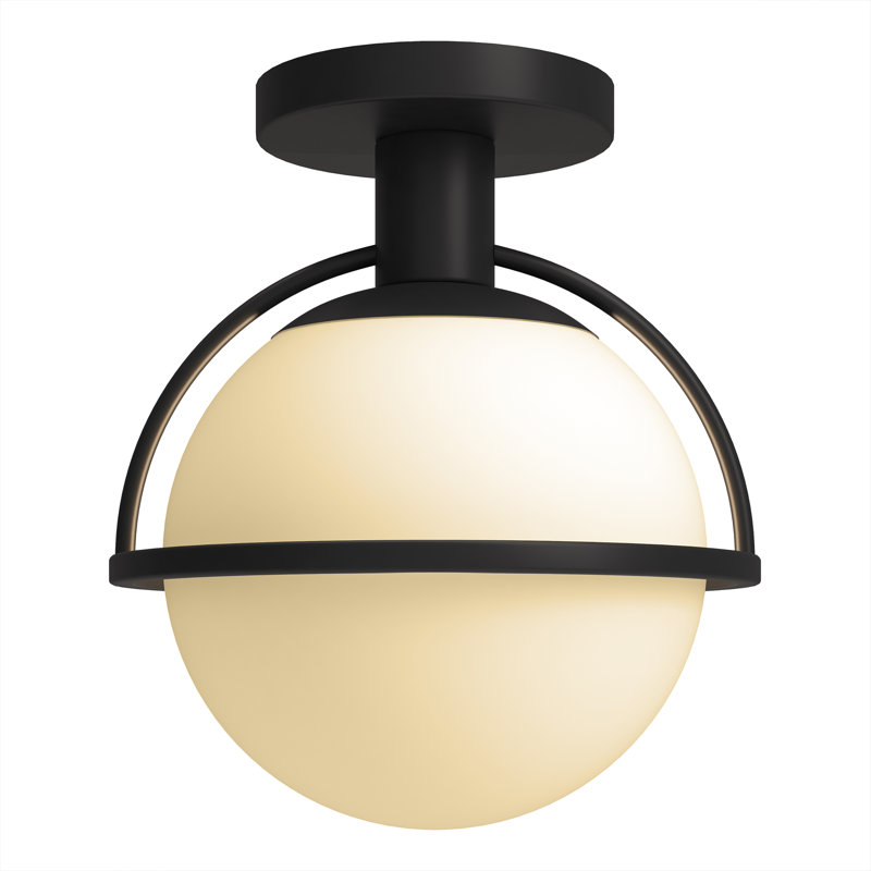 Plafonnier semi-encastré avec abat-jour en verre 9,25 po Rosier, Bronze noirci