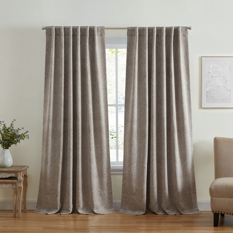 Rideau occultant en polyester Rodmur Paisley, Naturel, L 52 po x L 95 po