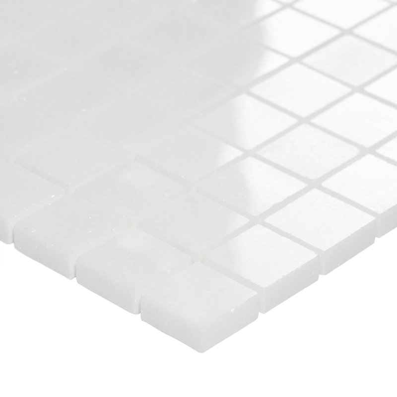 Thassos 1" x 1" Natural Stone/Glass Grid Mosaic Wall Tile