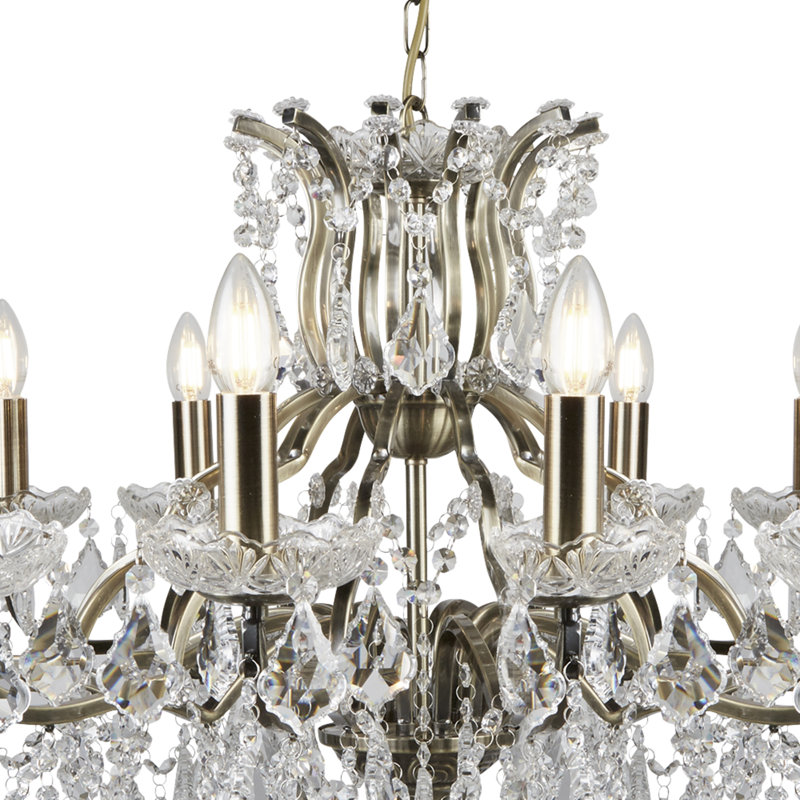 Plaisir 12 - Light Candle Style Chandelier, Antique Brass