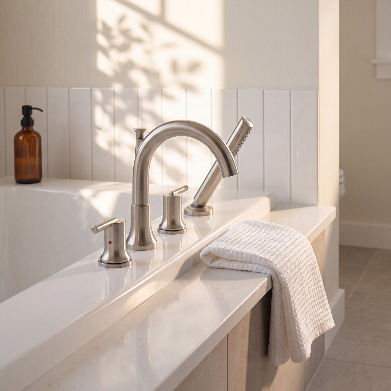Trinsic Deck Tub Filler with Handshower, Brilliance Stainless