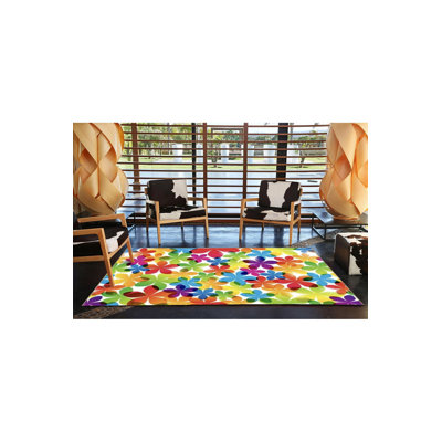 Multi Color Floral Flower Pattern Creative Modern Decorative Machine Washable Area Rug