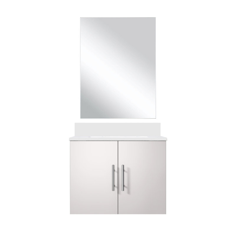 Meuble-lavabo blanc l 24 po x P 22 po, comptoir en marbre de culture, 18 po Miroir, meuble-lavabo teinté 24 22 po, comptoir et fermeture en douceur, extérieur attrayant