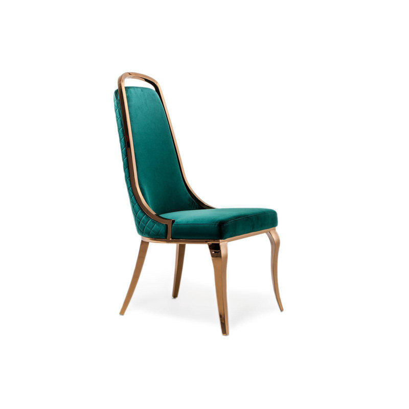 Chaise d'appoint en velours Oreana, Vert, Or rose