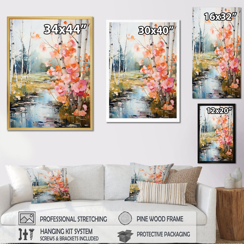 «Ilisha Birch Woods Spring Awakening VI», reproduction sur toile, H 20 po x l 12 po x P 1 po, Cadre photo blanc
