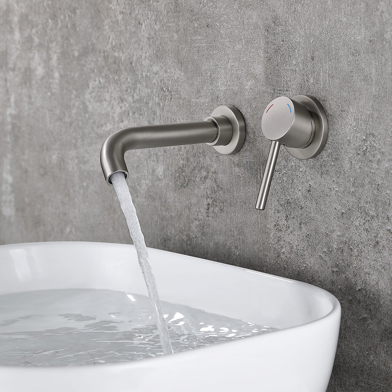 Wall Mounted Optional Single-handle Bathroom Faucet, Brushed Nickel