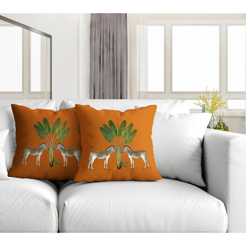 Housse et insert de coussin carré intérieur / extérieur , L 15 po x H 15 po, Orange
