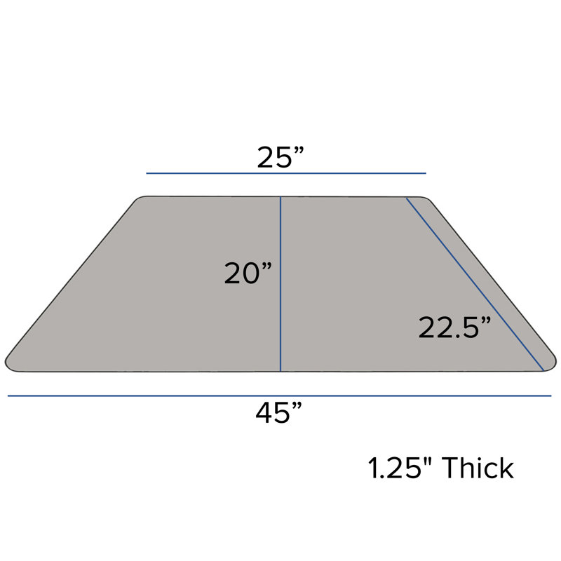 Goddard Mobile Trapezoid HP Laminate Activity Table - Adjustable Legs, 22.5"W x 45"D x 22.37" - 30.5"H, Gray